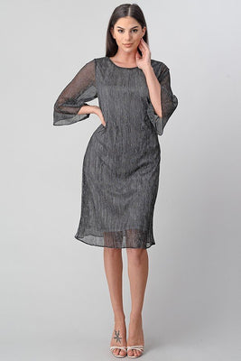 3 Pack - 3/4 Sleeve Metallic Midi Dress - LAMG9134 - - LA Merchandise