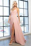 Load image into Gallery viewer, La Merchandise LAA477 Simple Spaghetti Strap Chiffon Bridesmaids Dress - Rose Blush - LA Merchandise