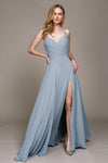 Load image into Gallery viewer, La Merchandise LAA477 Simple Spaghetti Strap Chiffon Bridesmaids Dress - Dusty Blue - LA Merchandise