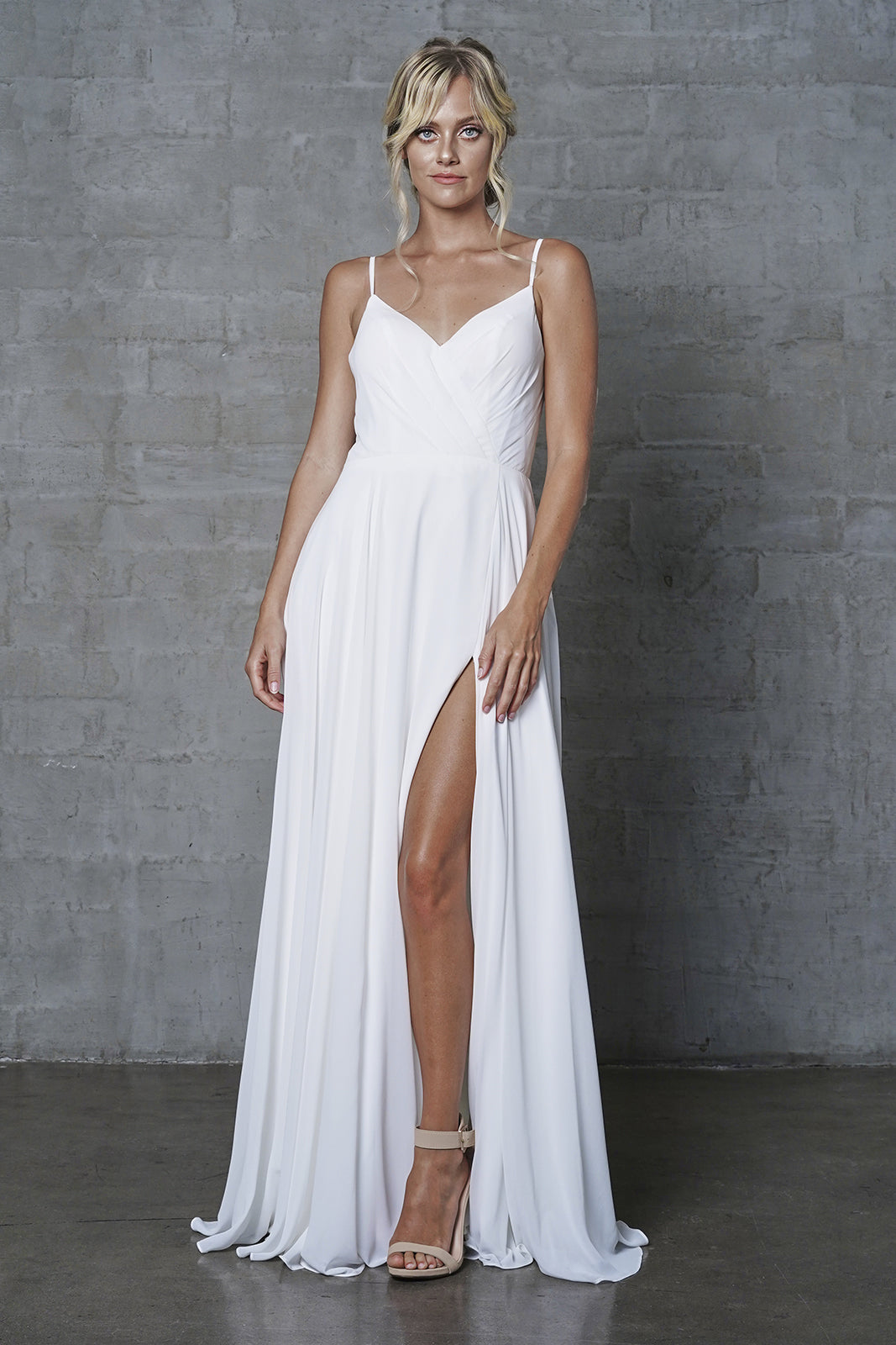 White Simple Chiffon Wedding Dress - LAA477B