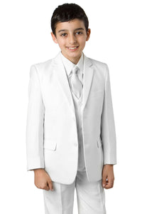 5 pc Boys Solid Christening Suit- LAB347SA - 07-WHITE / 2 - 