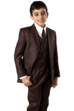 Load image into Gallery viewer, 5 pc Boys Solid Suit Husky - LAB347HSA - 06-BROWN / 8 - Boys