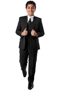 5 pc Boys Solid Suit- LAB347SA - 01-BLACK / 2 - Boys suits