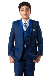 LA Merchandise LAB365SA 5 Piece Formal Boys Two tone Suit - BLUE - Boys suits LA Merchandise