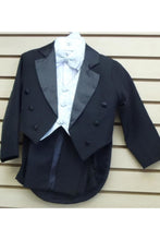 Load image into Gallery viewer, 5 piece boys tuxedo with tail &amp; color vest &amp; bow size to 7- 