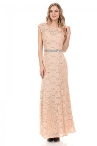 Mother Of The Bride Lace Dress - LN5131 - Gold - LA Merchandise
