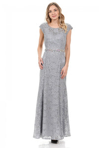 Mother Of The Bride Lace Dress - LN5131 - Silver - LA Merchandise