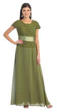 Load image into Gallery viewer, Short Sleeve Sequins Chiffon Dress-LA571 - OLIVE - Dresses LA Merchandise