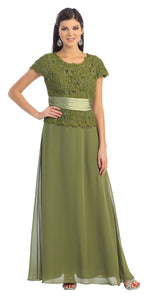 Short Sleeve Sequins Chiffon Dress-LA571 - OLIVE - Dresses LA Merchandise