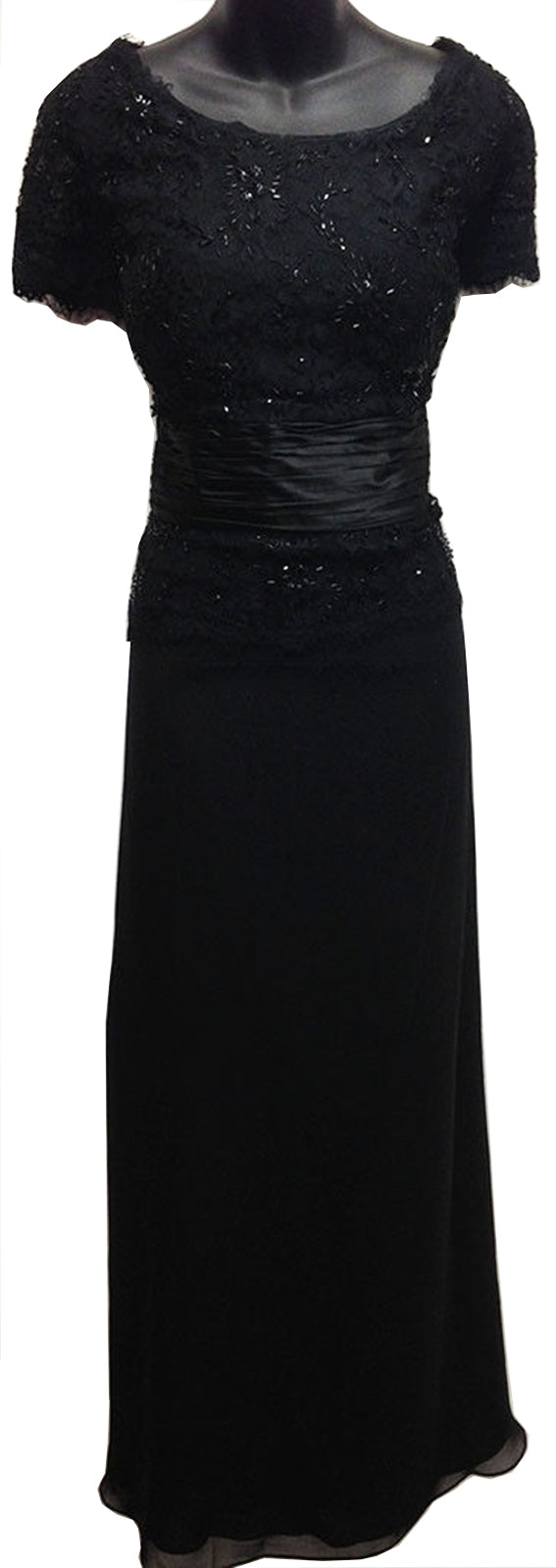 Short Sleeve Sequins Chiffon Dress-LA571 - BLACK - Dresses LA Merchandise