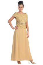 Load image into Gallery viewer, Short Sleeve Sequins Chiffon Dress-LA571 - GOLD - Dresses LA Merchandise