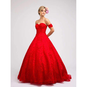 La Merchandise LAT692 Strapless Lace Quince Ball Gown Removable Sleeve - Red - LA Merchandise