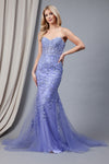 Load image into Gallery viewer, La Merchandise LAA7024 Long Strapless Mermaid Embroidered Dress - PERIWINKLE BLUE - LA Merchandise