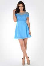 Load image into Gallery viewer, Short Chiffon Dresses - LAY7518 - BLUE - LA Merchandise