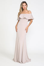 Load image into Gallery viewer, La Merchandise LAY8146 Off Shoulder Ruffled Simple Bridesmaids Dress - MOCHA - Dress LA Merchandise