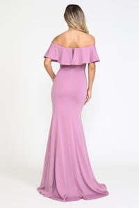 La Merchandise LAY8146 Off Shoulder Ruffled Simple Bridesmaids Dress - - Dress LA Merchandise