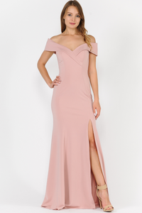 La Merchandise LAY8258 Simple Off Shoulder Bridesmaids Prom Long Dress