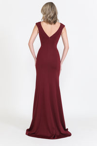 La Merchandise LAY8290 Long Simple Cap Sleeve Formal Bridesmaids Gowns