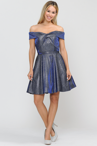 Off The Shoulder Cocktail Dress - LAY8356 - ROYAL BLUE - LA Merchandise