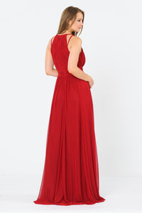 La Merchandise LAY8396 Halter Plus Size Ruched Bridesmaids Long Dress - - LA Merchandise