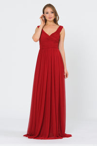 Long Bridesmaids Dress - LAY8398 - DARK RED - LA Merchandise