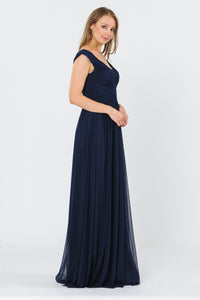 Long Bridesmaids Dress - LAY8398 - NAVY BLUE - LA Merchandise