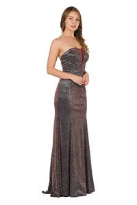 La Merchandise LAY8490 Metallic Strapless Prom Formal Evening Gown - - LA Merchandise