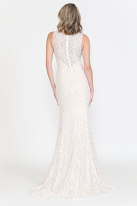La Merchandise LAY8496 Elegant Bridal Sleeveless Lace Wedding Gown