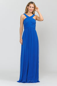 La Merchandise LAY8554 Bridesmaid Plus Size Long Chiffon Evening Dress - ROYAL BLUE - LA Merchandise