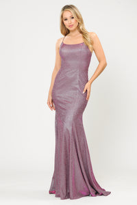 La Merchandise LAY8666 Sexy Criss Cross Back Glitter Formal Prom Dress
