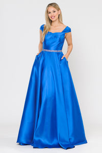 La Merchandise LAY8702 Mikado Long Pageant Formal Corset Evening Gown - ROYAL BLUE - LA Merchandise