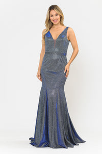 La Merchandise LAY8704 Shiny Mermaid Formal Glitter Evening Prom Gown