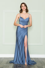 Load image into Gallery viewer, La Merchandise LAY8896 Simple Sexy Bodycon Stretchy Formal Prom Gown - SMOKY BLUE - LA Merchandise