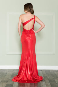 La Merchandise LAY8904 Shiny Stretchy One Shoulder Long Prom Dress - - LA Merchandise