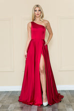 Load image into Gallery viewer, La Merchandise LAY8912 Chic One Shoulder Long A-line Satin Prom Dress - RED - LA Merchandise