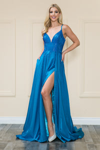 Special Occasion Formal Gown - LAY8922 - OCEAN BLUE - LA Merchandise