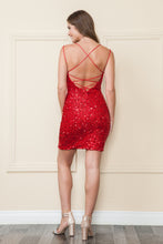 Load image into Gallery viewer, La Merchandise LAY8948 Lace Up Back Short Sequined Homecoming Dress - - LA Merchandise