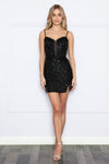 Load image into Gallery viewer, LA Merchandise LAY9212 Spaghetti Straps Prom Short Dress - BLACK - LAY