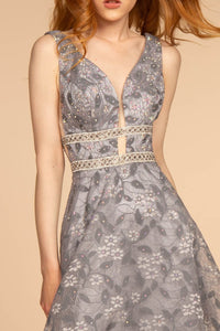 La Merchandise LAS2580 Sleeveless A-line Floral Lace Evening Gown - - LA Merchandise
