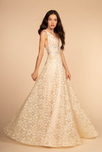 Load image into Gallery viewer, La Merchandise LAS2580 Sleeveless A-line Floral Lace Evening Gown - CHAMPAGNE - LA Merchandise