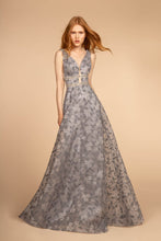 Load image into Gallery viewer, La Merchandise LAS2580 Sleeveless A-line Floral Lace Evening Gown - GREY - LA Merchandise