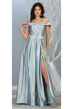 Load image into Gallery viewer, A-line Metallic Evening Gown - LA1781 - DUSTY BLUE - LA Merchandise