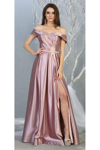 A-line Metallic Evening Gown - LA1781 - MAUVE - LA Merchandise