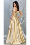 Load image into Gallery viewer, La Merchandise LA1781 A-line Off the Shoulder Metallic Evening Gown - - LA Merchandise