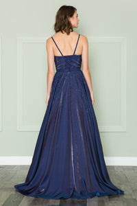 La Merchandise LAY8886 Spaghetti Straps A-line Glitter Prom Dress - - LA Merchandise