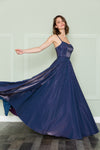 Load image into Gallery viewer, La Merchandise LAY8886 Spaghetti Straps A-line Glitter Prom Dress - PURPLE - LA Merchandise