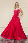Load image into Gallery viewer, La Merchandise LAY8886 Spaghetti Straps A-line Glitter Prom Dress - RED - LA Merchandise