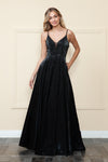 Load image into Gallery viewer, La Merchandise LAY8888 Wholesale Rhinestone Long A-line Prom Dress - BLACK - LAY