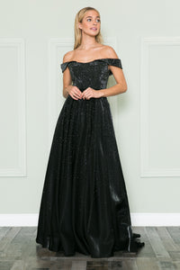 La Merchandise LAY8890 Off Shoulder A-line Prom Dresses with Pockets - BLACK - LA Merchandise