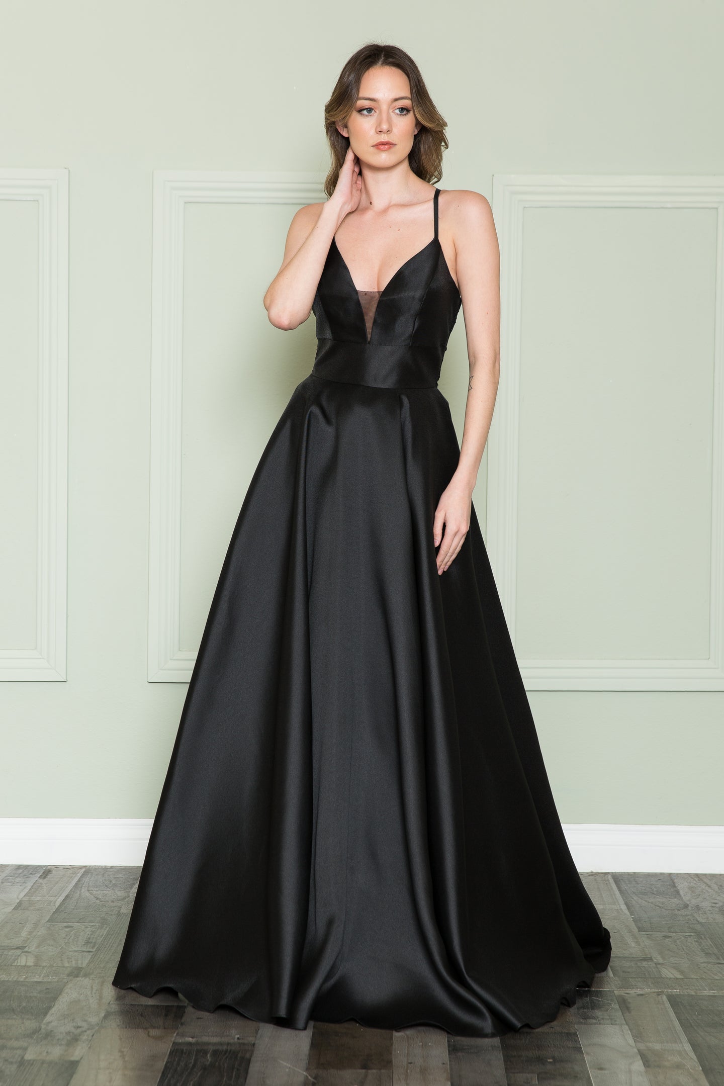 La Merchandise LAY8762 Wholesale Long A-line Prom Formal Gown - BLACK - LA Merchandise